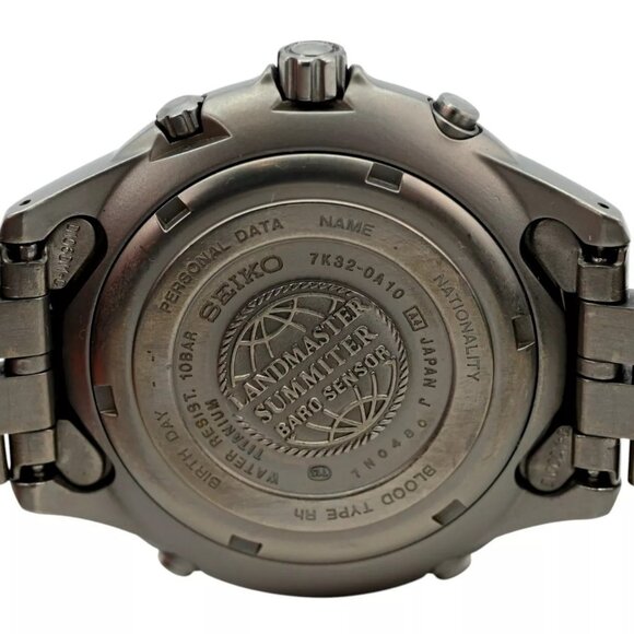 Men's 41mm Seiko Kinetic Titanium Landmaster SBCN003 Black Dial Watch - Picture 3 of 9